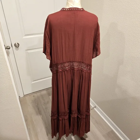 Torrid Duster Length Kimono, Rust, Size 2 - Picture 7 of 9